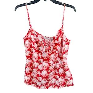 & Other Stories Floral Cami Top Womens 10 Red Paris Atelier Tie Front NWT